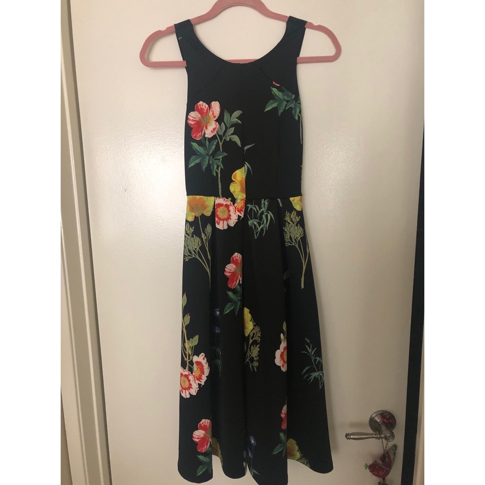 ASOS Black Floral Print Midi Dress